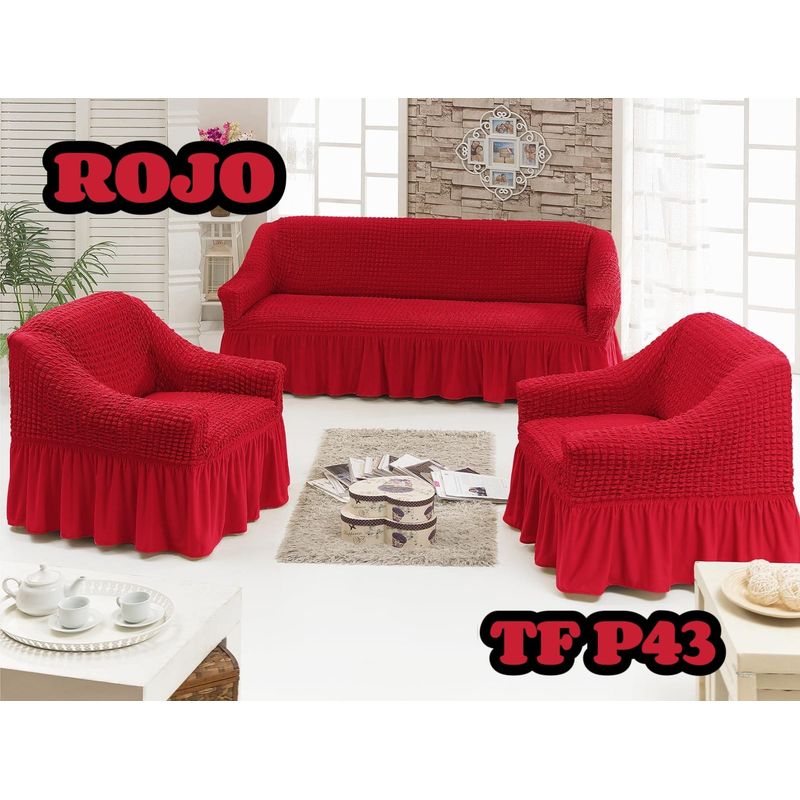 GENERICO - Cubre Sofa Sillon Turco para 3 cuerpos 3+1+1 Rojo