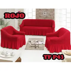 GENERICO - Cubre Sofa Sillon Turco para 3 cuerpos 3+1+1 Rojo