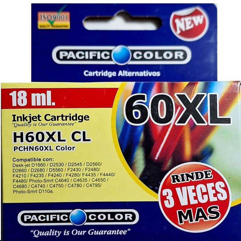 PACIFIC COLOR - Tinta Alternativa para HP 60 XL Color