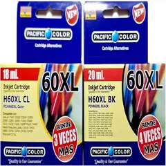 PACIFIC COLOR - Pack de Tinta Alternativa para HP 60 XL