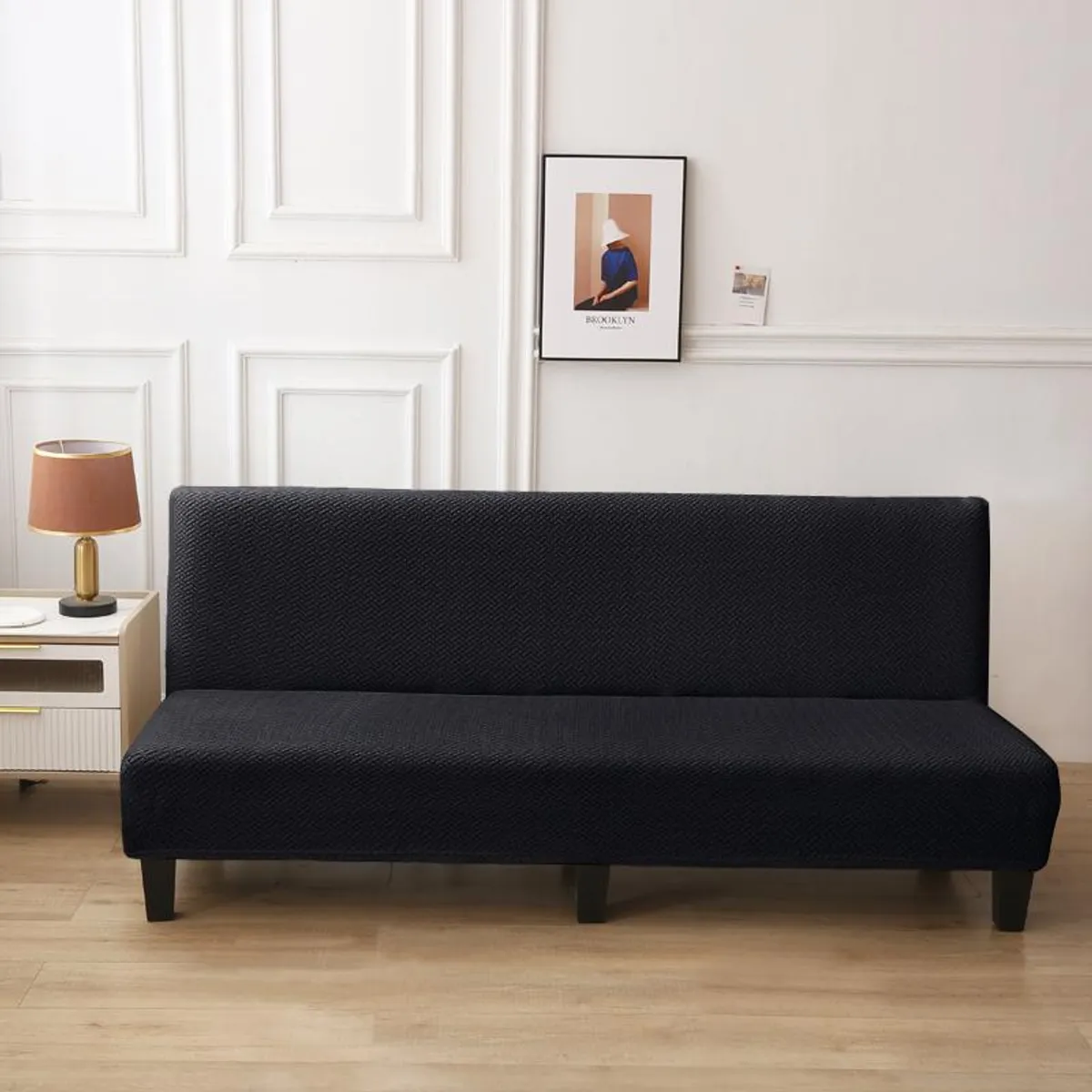 GENERICO - Funda Cubre Futon diseño Texturizado living Negro