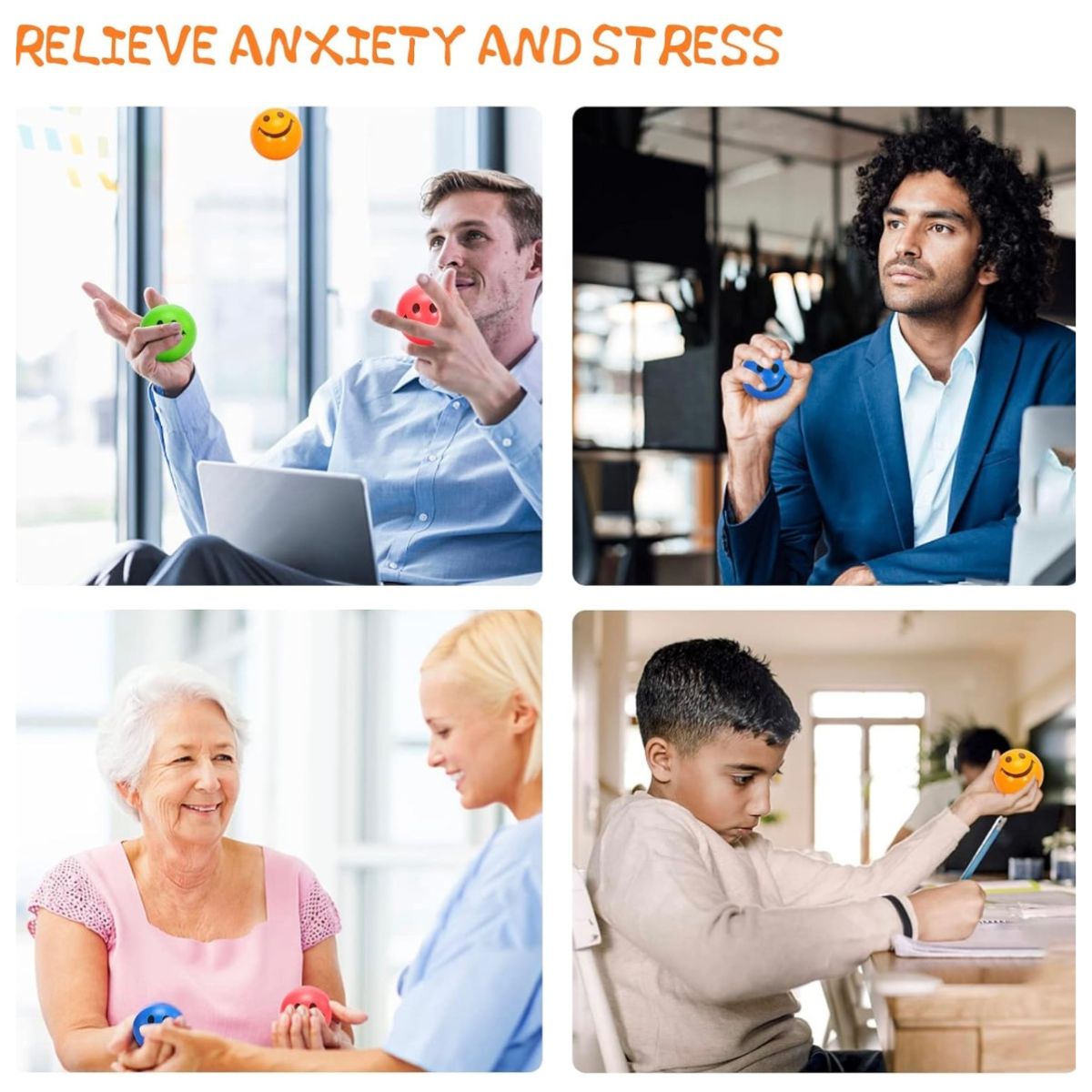 GENERICO - Pack De 3 Pelotas Anti Estrés Relajantes Y Terapia De Mano