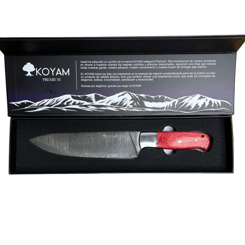 KOYAM - KOYAM - Cuchillo Chef 20cm Rojo Acero de Damasco 512 capas
