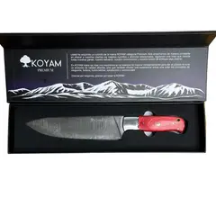 KOYAM - - Cuchillo Chef 20cm Rojo Acero de Damasco 512 capas