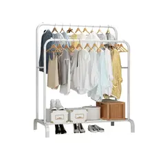 ACTUAL - Perchero Doble Organizador de Ropa Resistente Hasta 35 Kilos Blanco