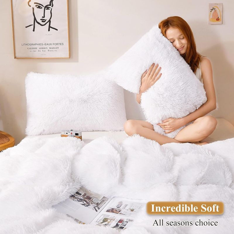 GENERICO - PLUMON BLANCO INVIERNO PELUDITO CON CHIPORRO 2 PLAZA 230X250 GSOL