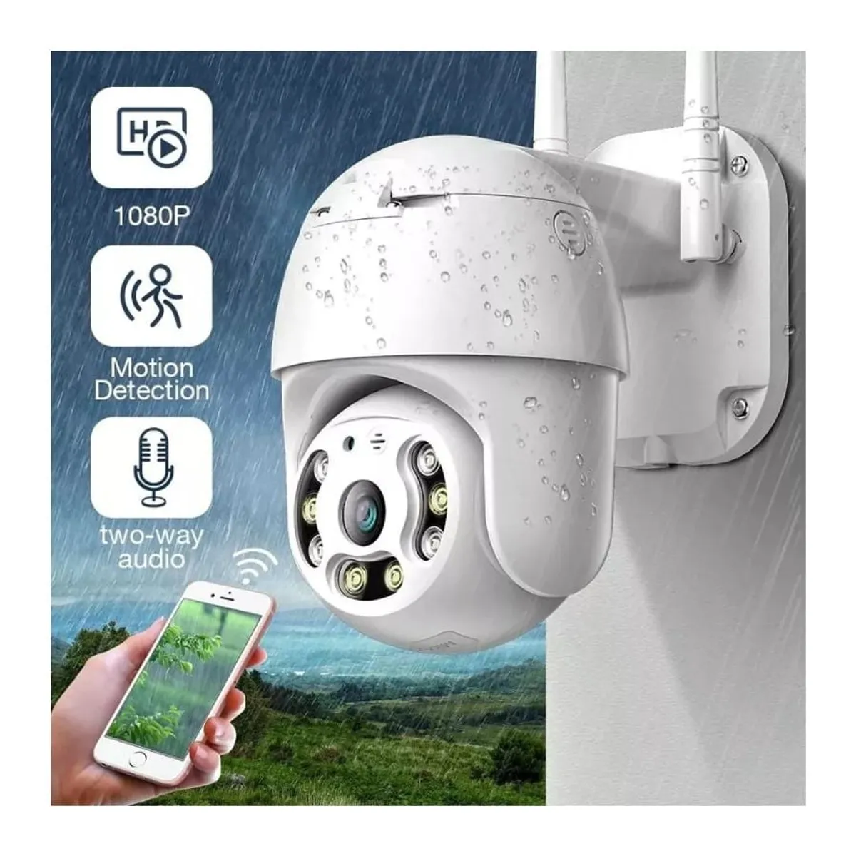 GENERICO - Cámara De Seguridad Wifi Para Exterior 2 Antena