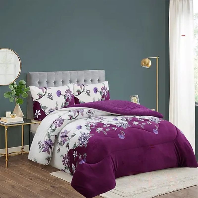 GENERICO - COBERTOR PLUSH CON CHIPORRO BICOLOR MARIPOSA FUCSIA 2 PLAZAS GSOL