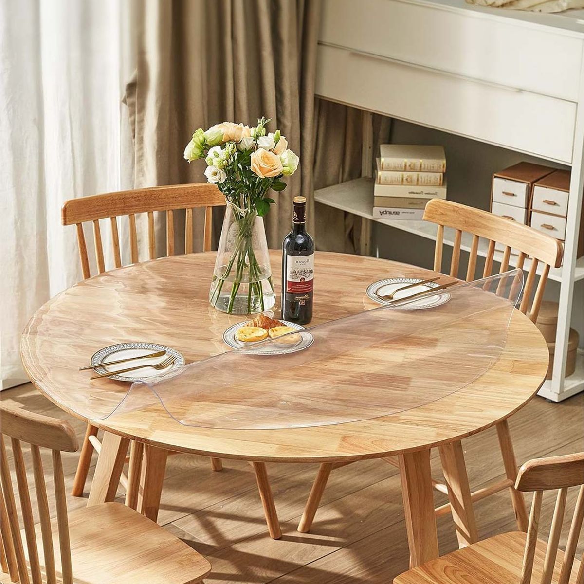 GENERICO - Protector De Mesa Redondo Transparente Mantel Pvc 80cm