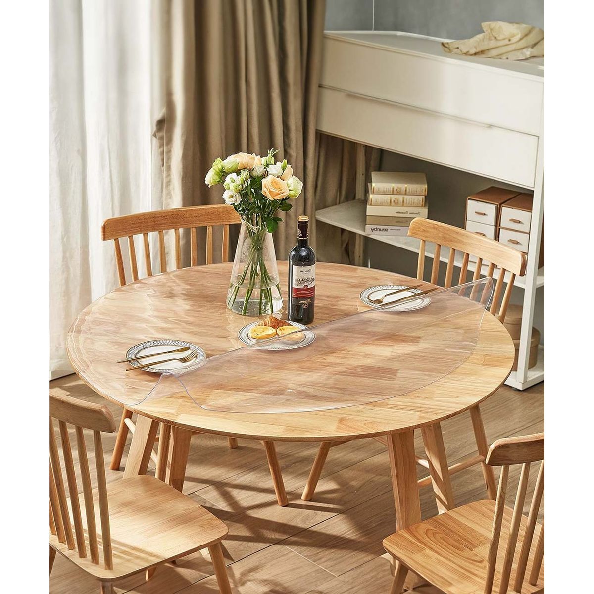 GENERICO - Protector De Mesa Redondo Transparente Mantel Pvc 80cm