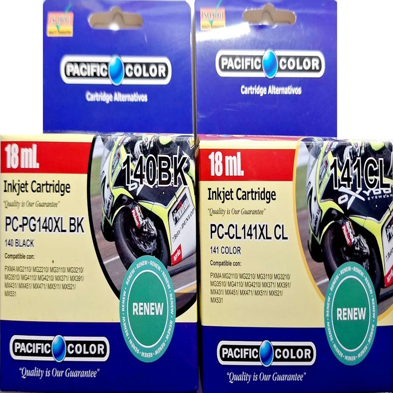 PACIFIC COLOR - Pack de Tinta Alternativa para Canon 140  141  XL