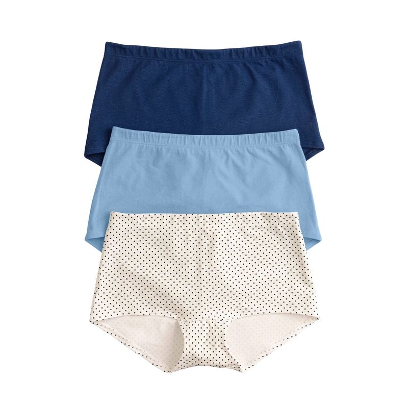 LEONISA - pack x 3 bóxers cortos con algodón elástico 12634X3 Azul Claro / Puntos / Azul Oscuro
