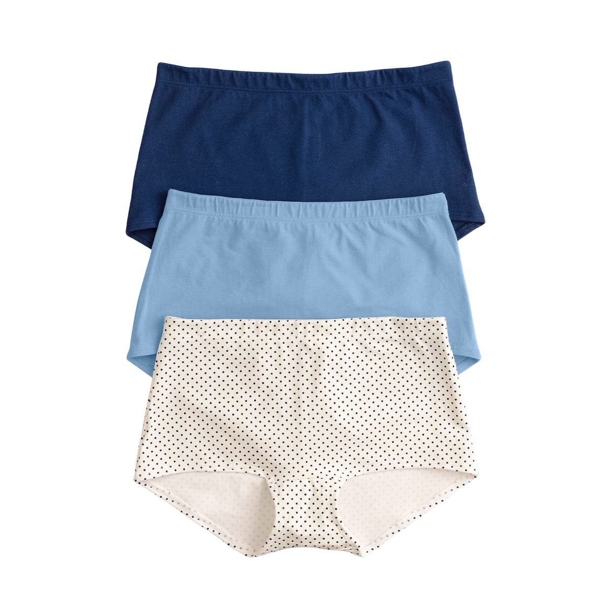 LEONISA - pack x 3 bóxers cortos con algodón elástico 12634X3 Azul Claro / Puntos / Azul Oscuro