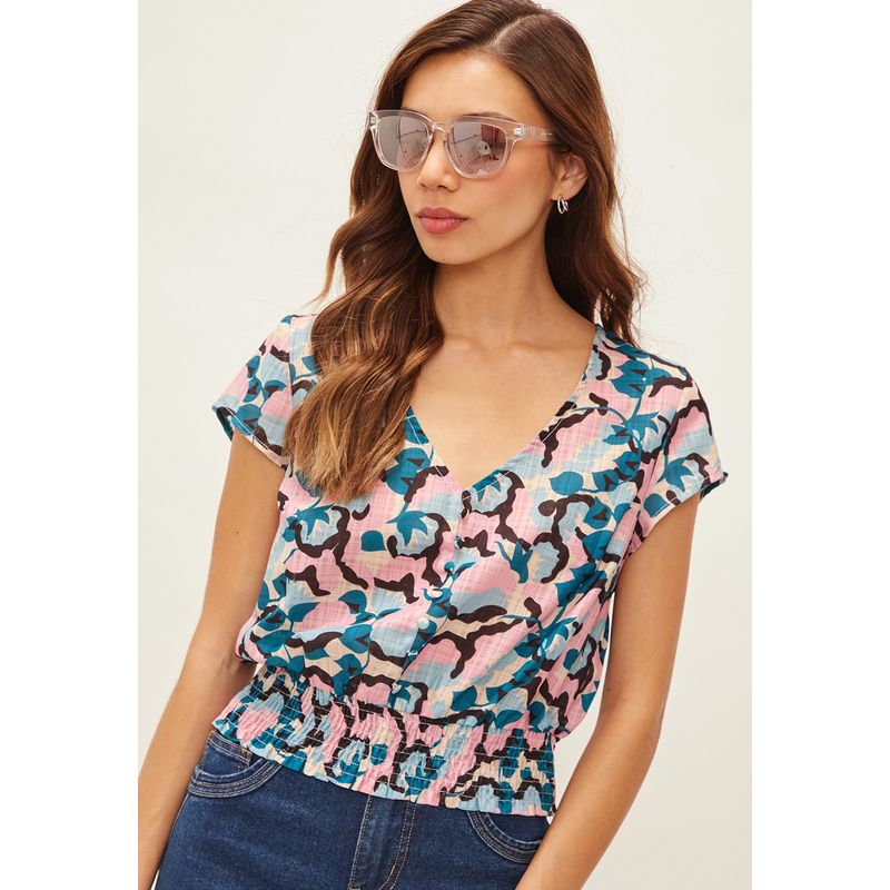 IO - Blusa Manga Corta Rosado Mujer Io