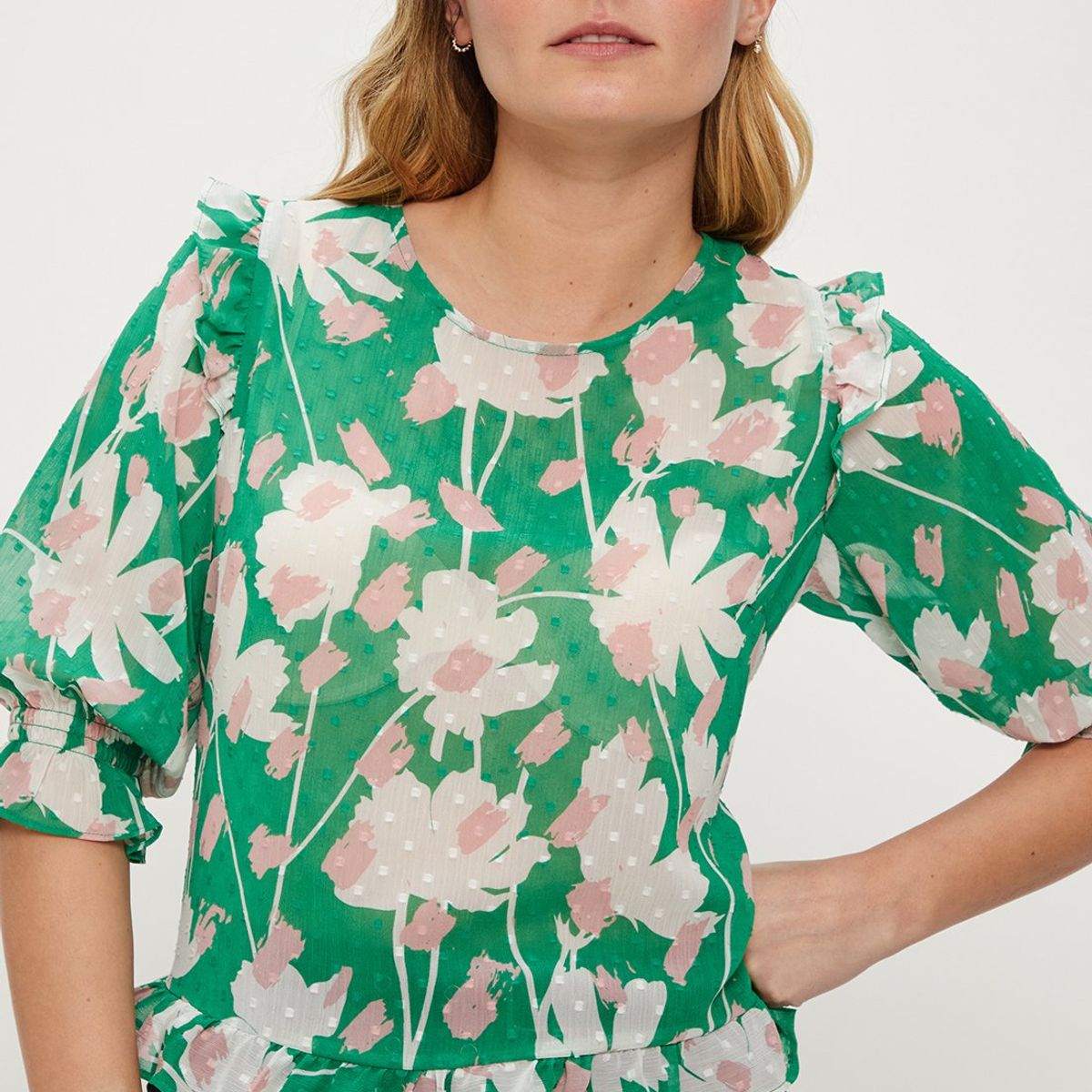 IO - Blusa Manga Corta Verde Musgo Mujer Io