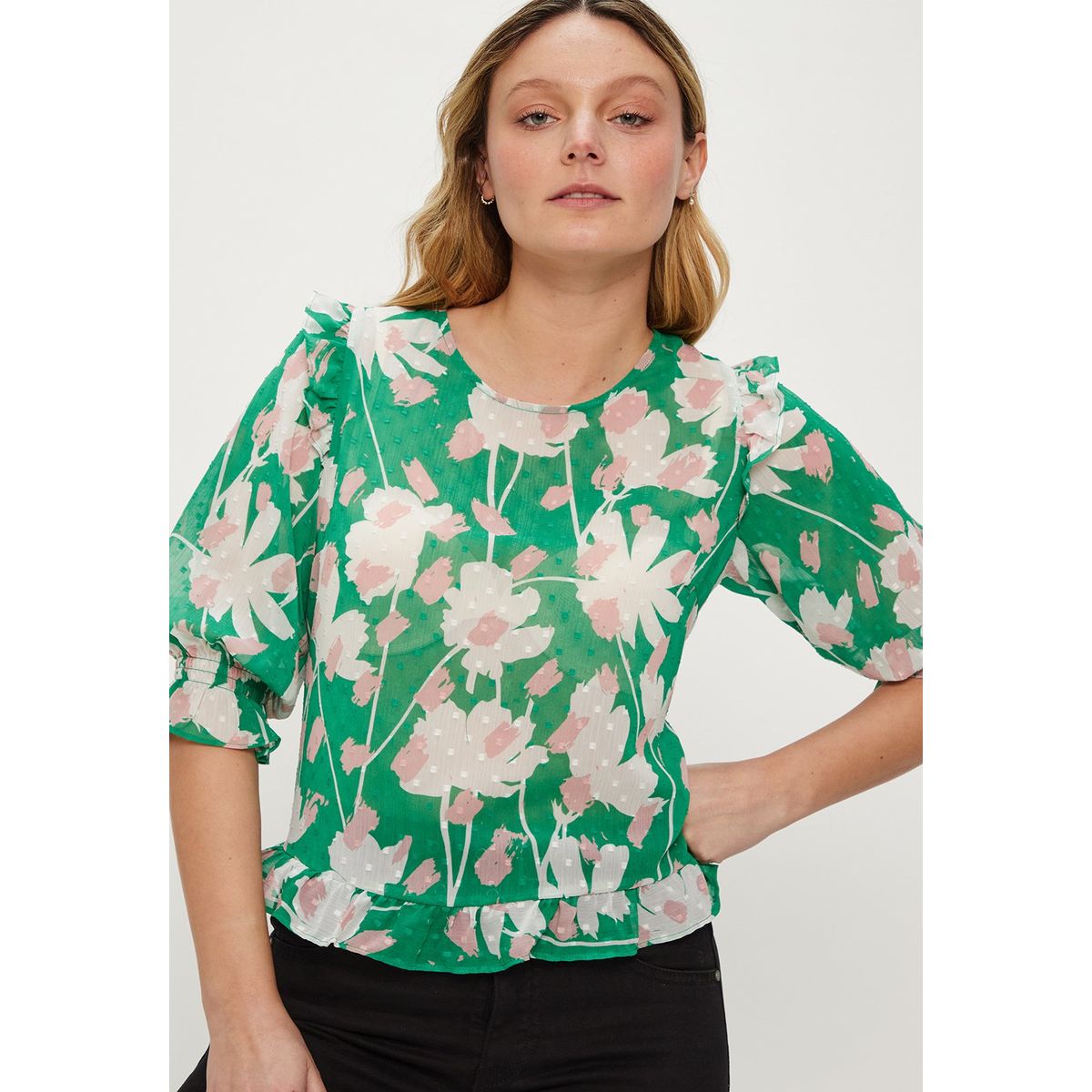 IO - Blusa Manga Corta Verde Musgo Mujer Io