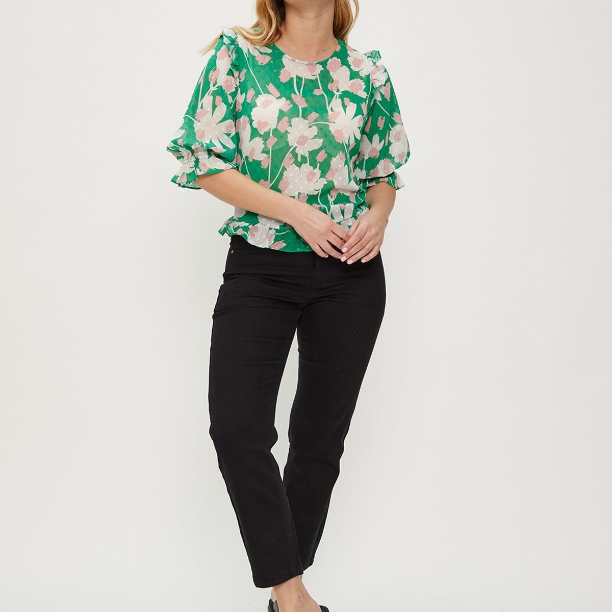 IO - Blusa Manga Corta Verde Musgo Mujer Io