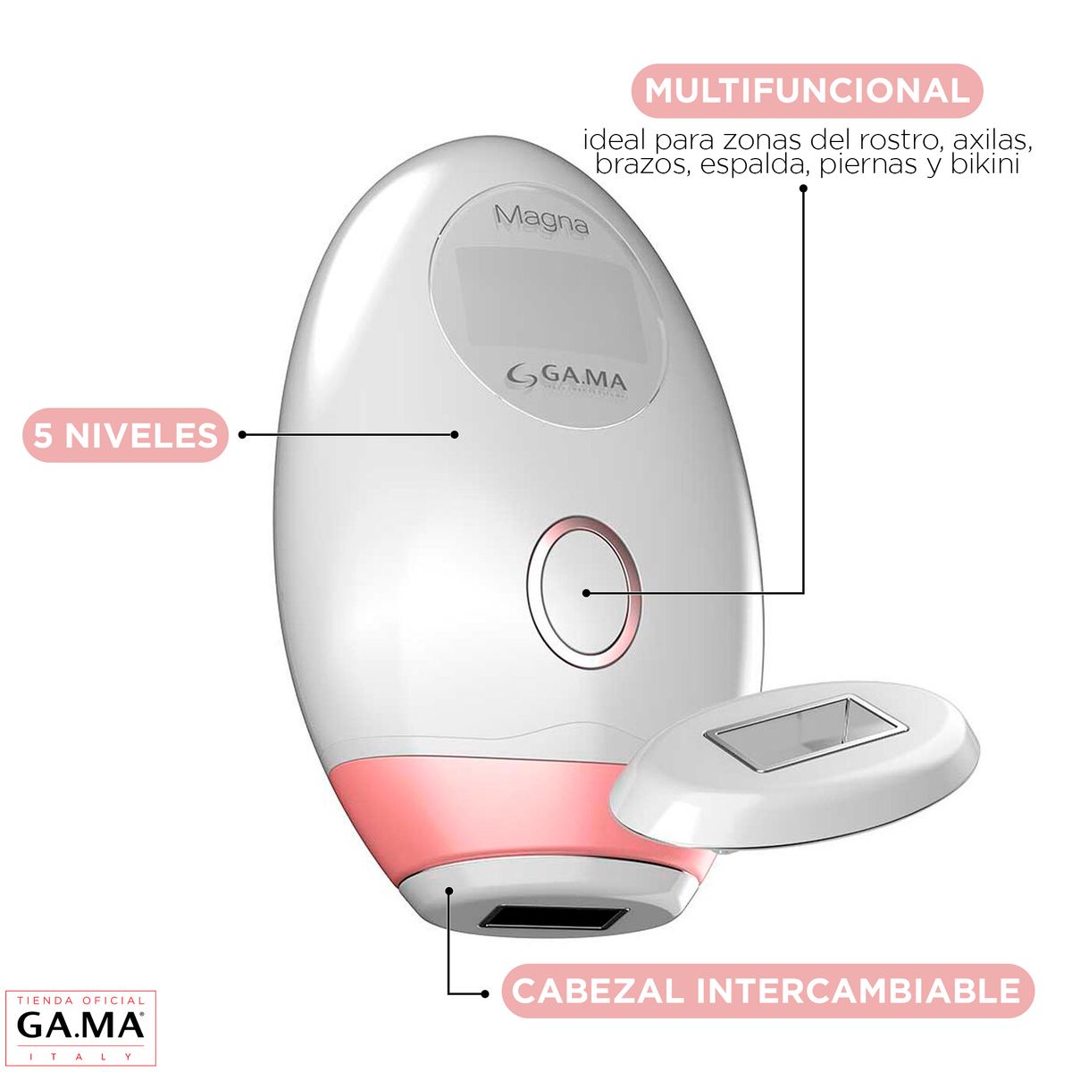 GAMA - Pack Depiladora IPL Magna Laser Definitiva + Mini Cleaning Brush Gama