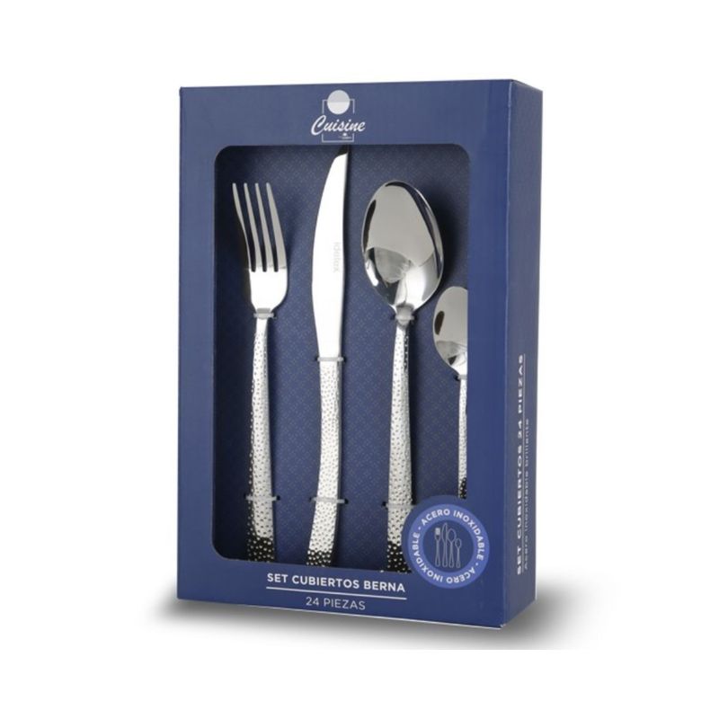 CUISINE BY IDETEX - Set de Cubiertos Acero Inoxidable 24 piezas modelo Berna