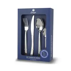 CUISINE BY IDETEX - Set de Cubiertos Acero Inoxidable 24 piezas modelo Berna