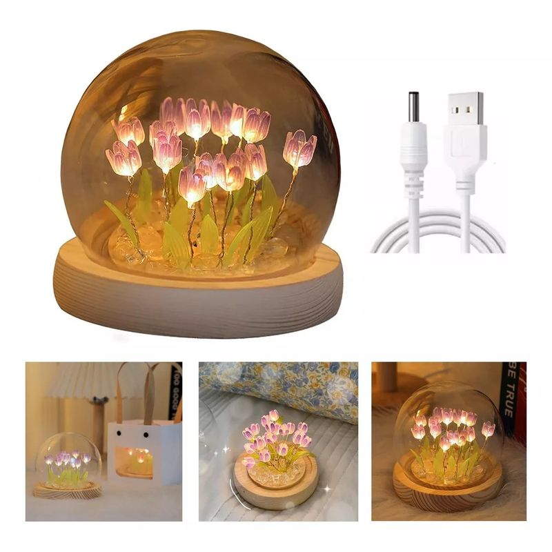 KUANGYE - Regalo Muchacha Luz Noche Flor Del Tulipán Led Diy Romantica