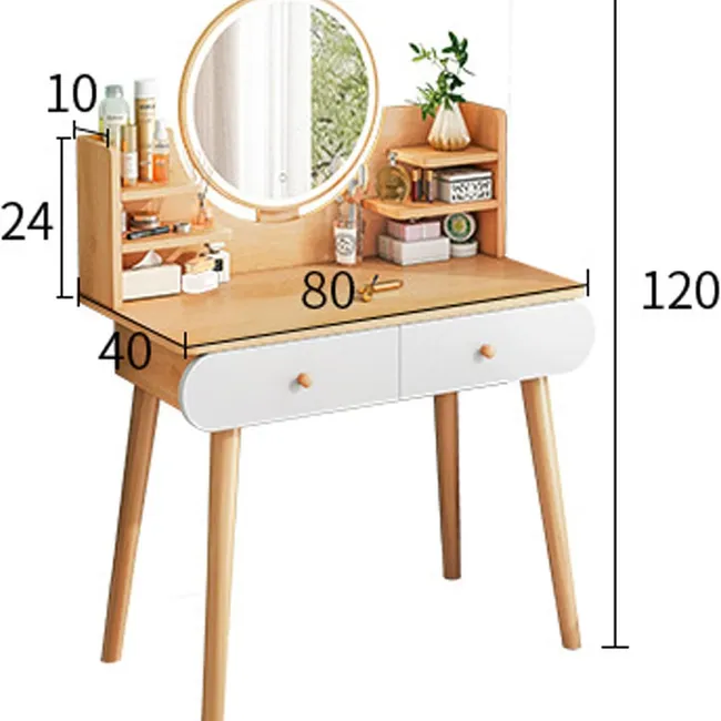 BLUEDREAMER - Tocador Madera Con Espejo 80x40x120cm gris