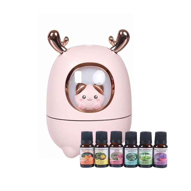 GENERICO - Pack Humificador Nave Espacial Gato y 6 Esencias Aromáticas