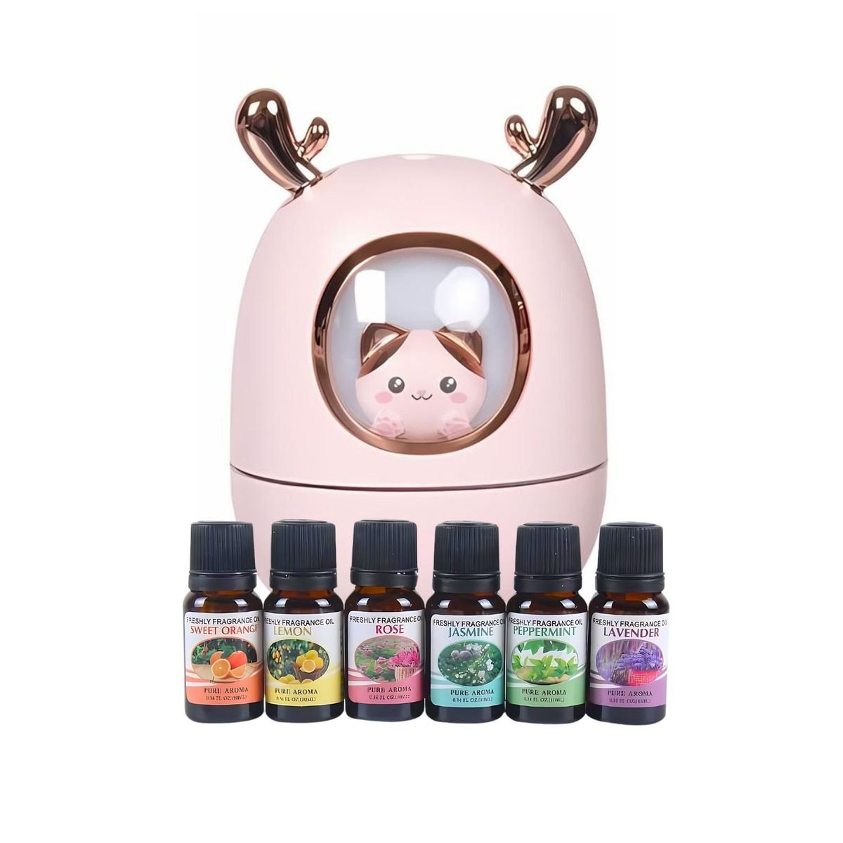 GENERICO - Pack Humidificador Nave Espacial Gato y 6 Esencias Aromáticas