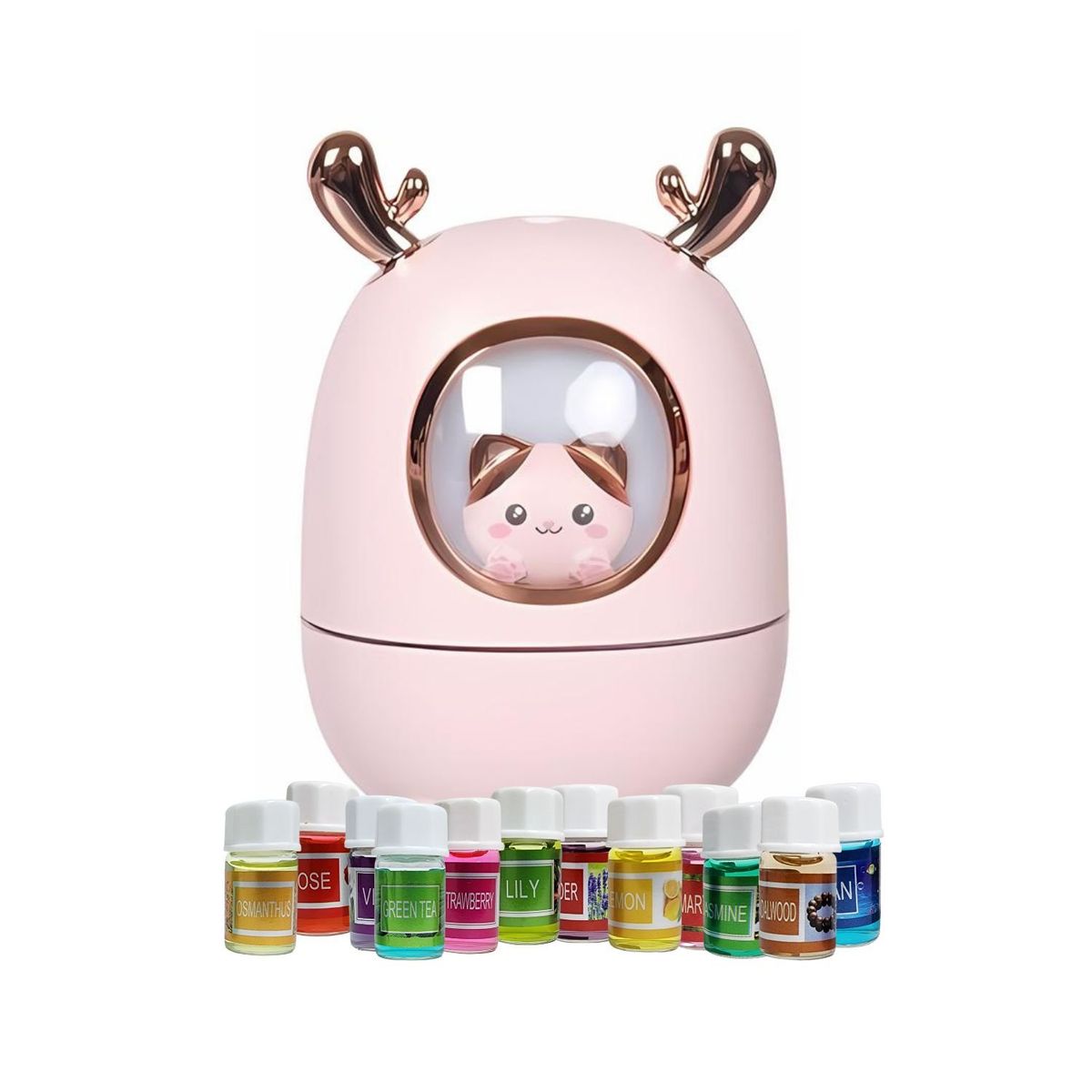 GENERICO - Pack Humidificador Nave Espacial Gato y 12 Esencias Aromáticas