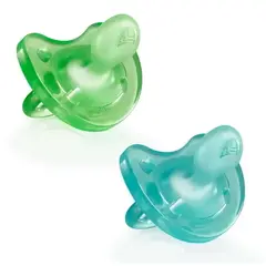 CHICCO - 2 Chupetes Silicona Physio Soft 16-36 M+, Verde/ Azul