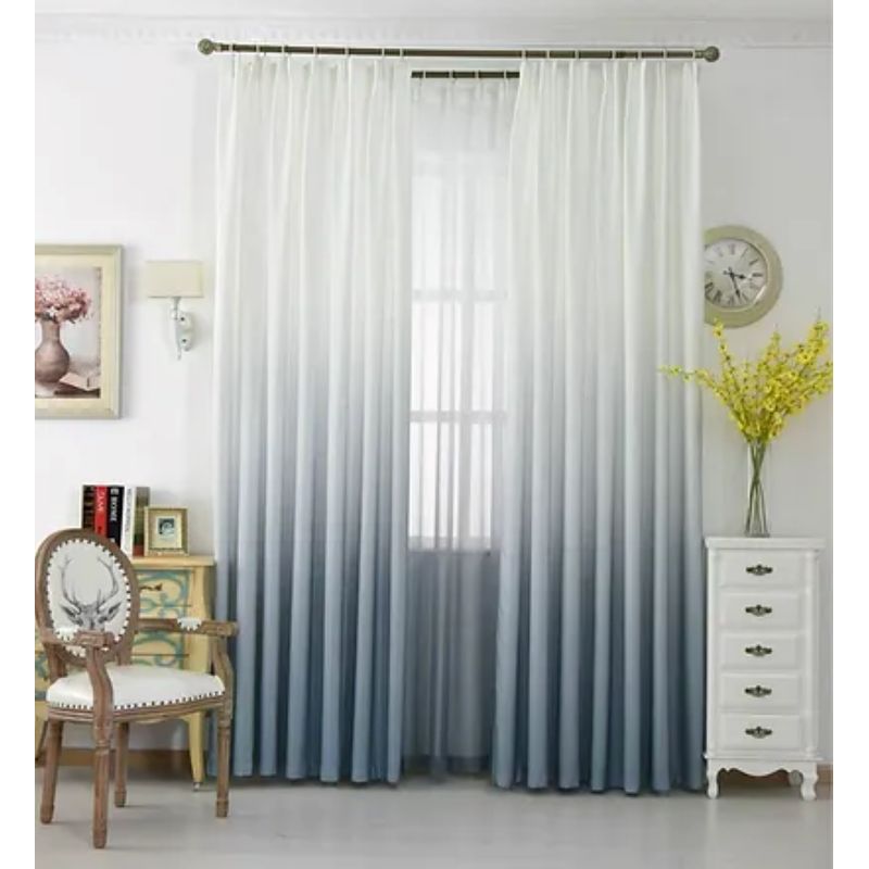 GENERICO - CORTINA VISILLOS BORDADO CON ARGOLLAS DEGRADADO GRIS 150X230CM GSOL