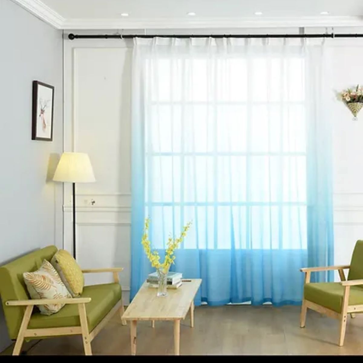 GENERICO - CORTINA VISILLOS BORDADO CON ARGOLLAS DEGRADADO CALIPSO 150X230CM GSOL