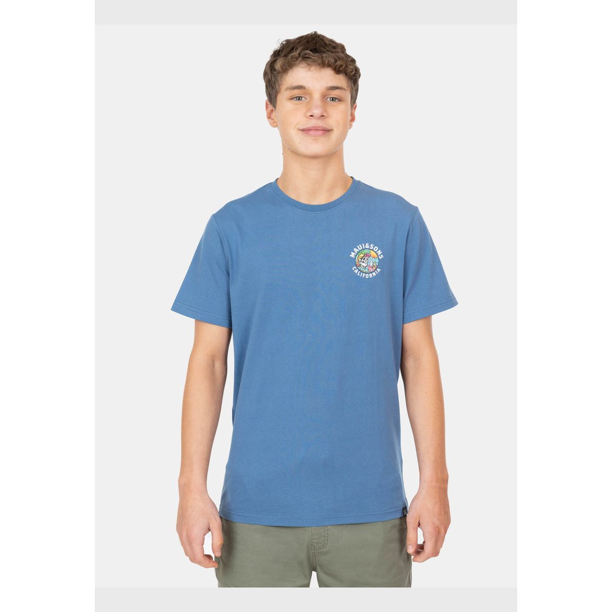 MAUI AND SONS - Polera MC Skull On The Beach Azul Infantil Maui And Sons