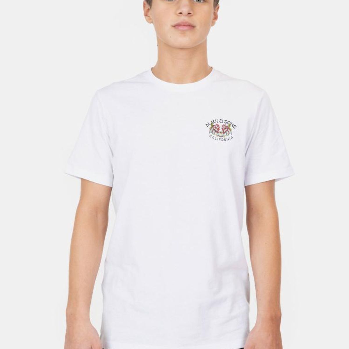 MAUI AND SONS - Polera MC Skull With Flowers Blanco Infantil Maui And Sons