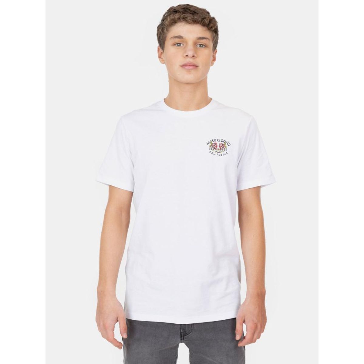 MAUI AND SONS - Polera MC Skull With Flowers Blanco Infantil Maui And Sons