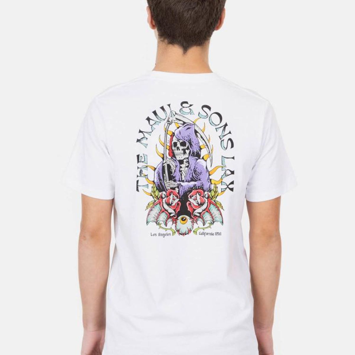 MAUI AND SONS - Polera MC Skull With Flowers Blanco Infantil Maui And Sons