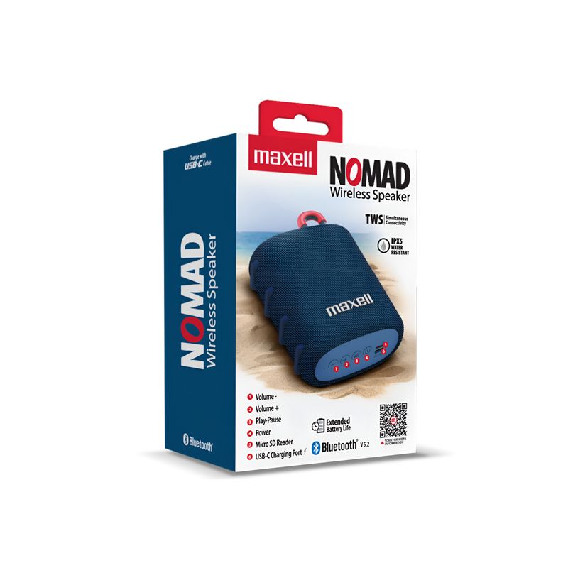 MAXELL - Parlante Portatil Maxell Water Resistant IPX5 Nomad Navy 5W