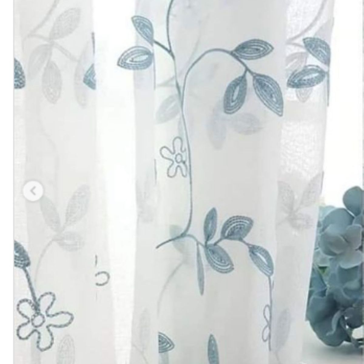 GENERICO - VISILLO TRASLUCIDA DISEÑO BORDADO FLOR TURQUESA 2 PAÑOS 150X230 C/U