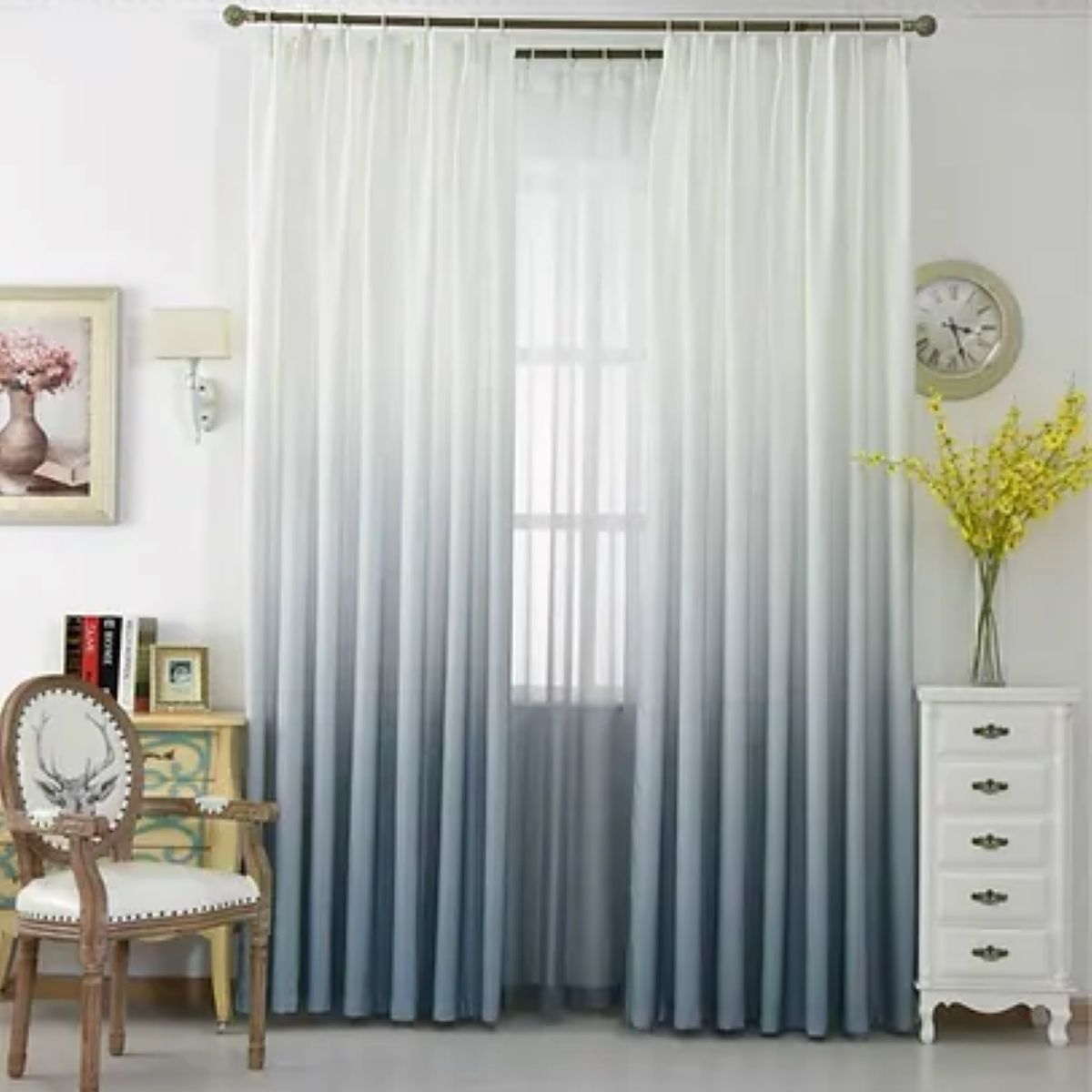 GENERICO - VISILLO TRASLUCIDA  BORDADO DEGRADADO GRIS 2 PAÑO 150X230 C/U