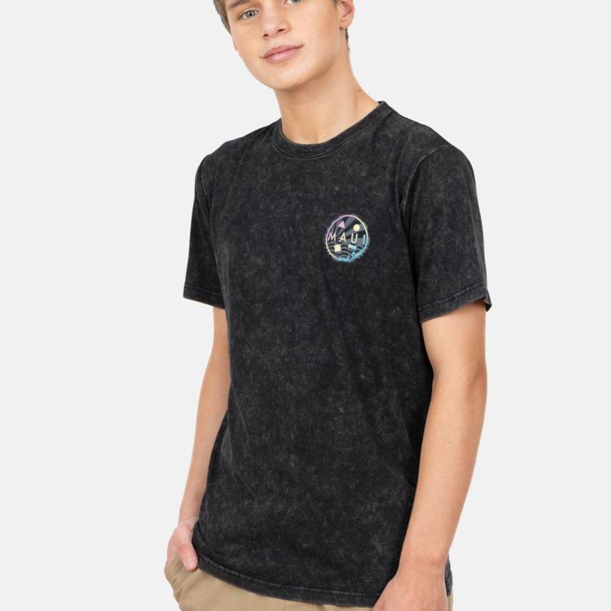 MAUI AND SONS - Polera MC Horizont Point Negro Infantil Maui And Sons