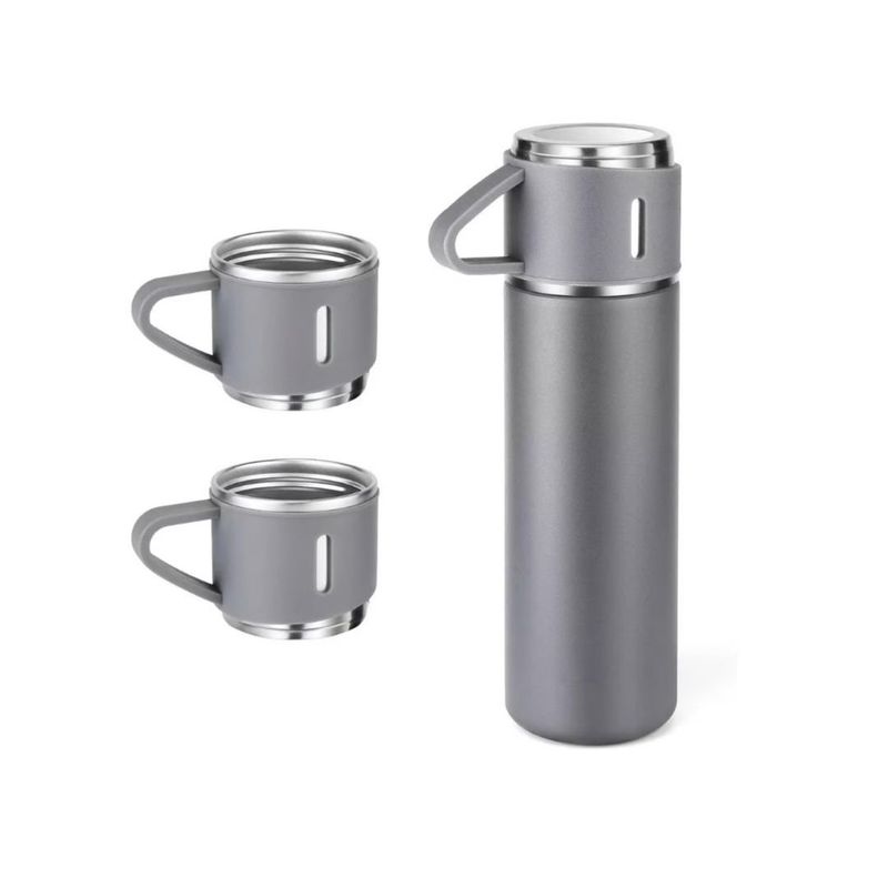 GENERICO - Set termo y tazas de acero inoxidable