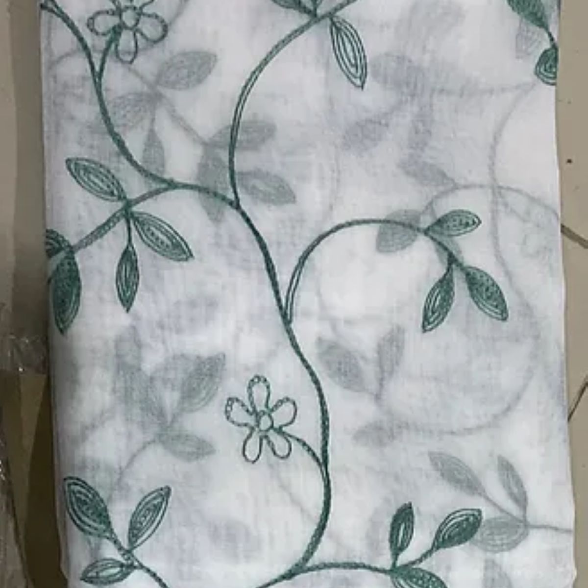 GENERICO - VISILLOS BORDADOS FLOR TURQUESA TRANSLUCIDO 2 PAÑOS 150X230CM GSOL