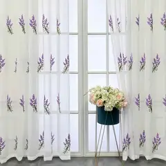 GENERICO - VISILLOS BORDADOS LAVANDA LILA 2 PAÑOS 150X230CM GSOL