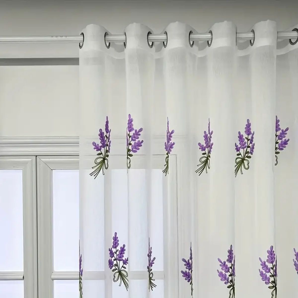 GENERICO - VISILLOS BORDADOS LAVANDA LILA 2 PAÑOS 150X230CM GSOL