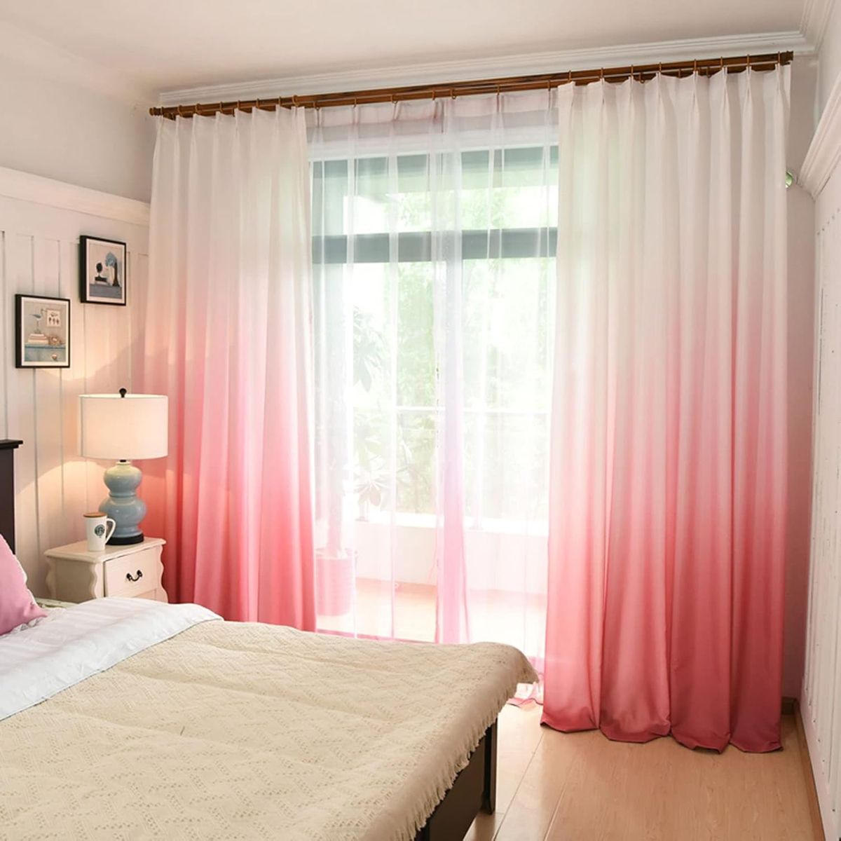 GENERICO - VISILLOS CON DISEÑO DEGRADADO ROSA TRANSLUCIDO 2 PAÑOS 150X230CM GSOL