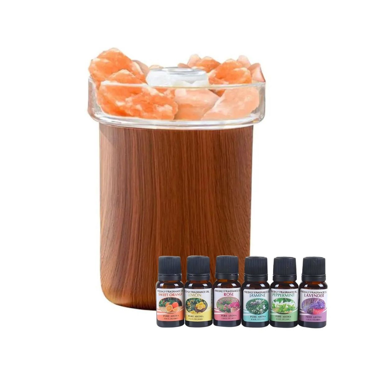 GENERICO - Pack Humidificador Piedras Sal 6 Esencias Marrón Oscuro