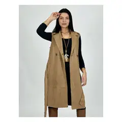 ENIGMATICA BOUTIQUE - Abrigo Sin Mangas Gamuza Café
