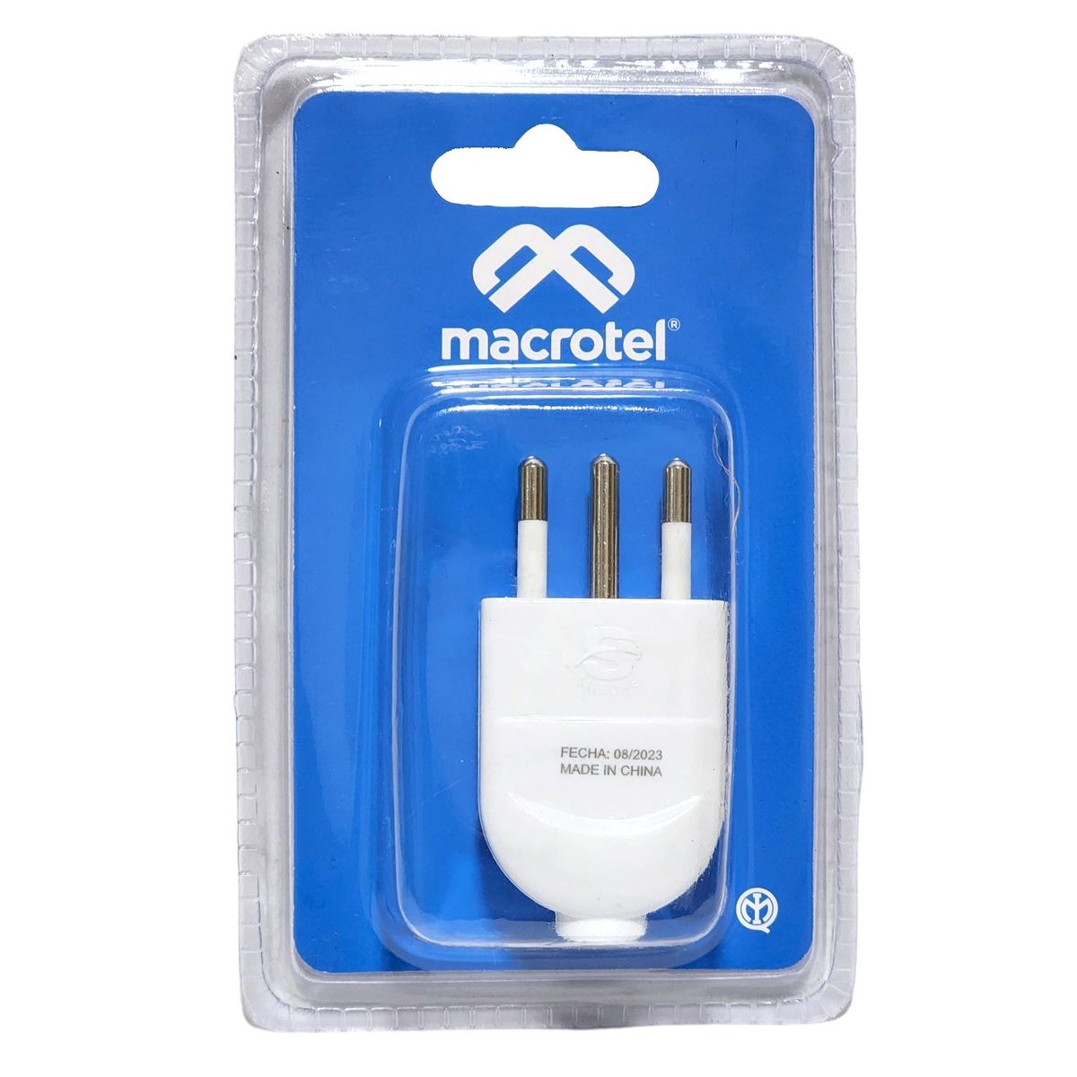 MACROTEL - Enchufe Macho Vertical Macrotel 2P+T Blanco