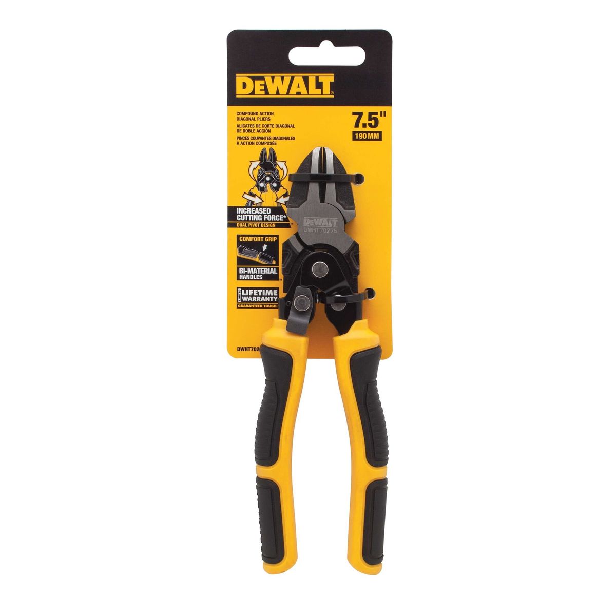 DEWALT - Alicate diagonal de acción compuesta 7.5" DEWALT DWHT70275