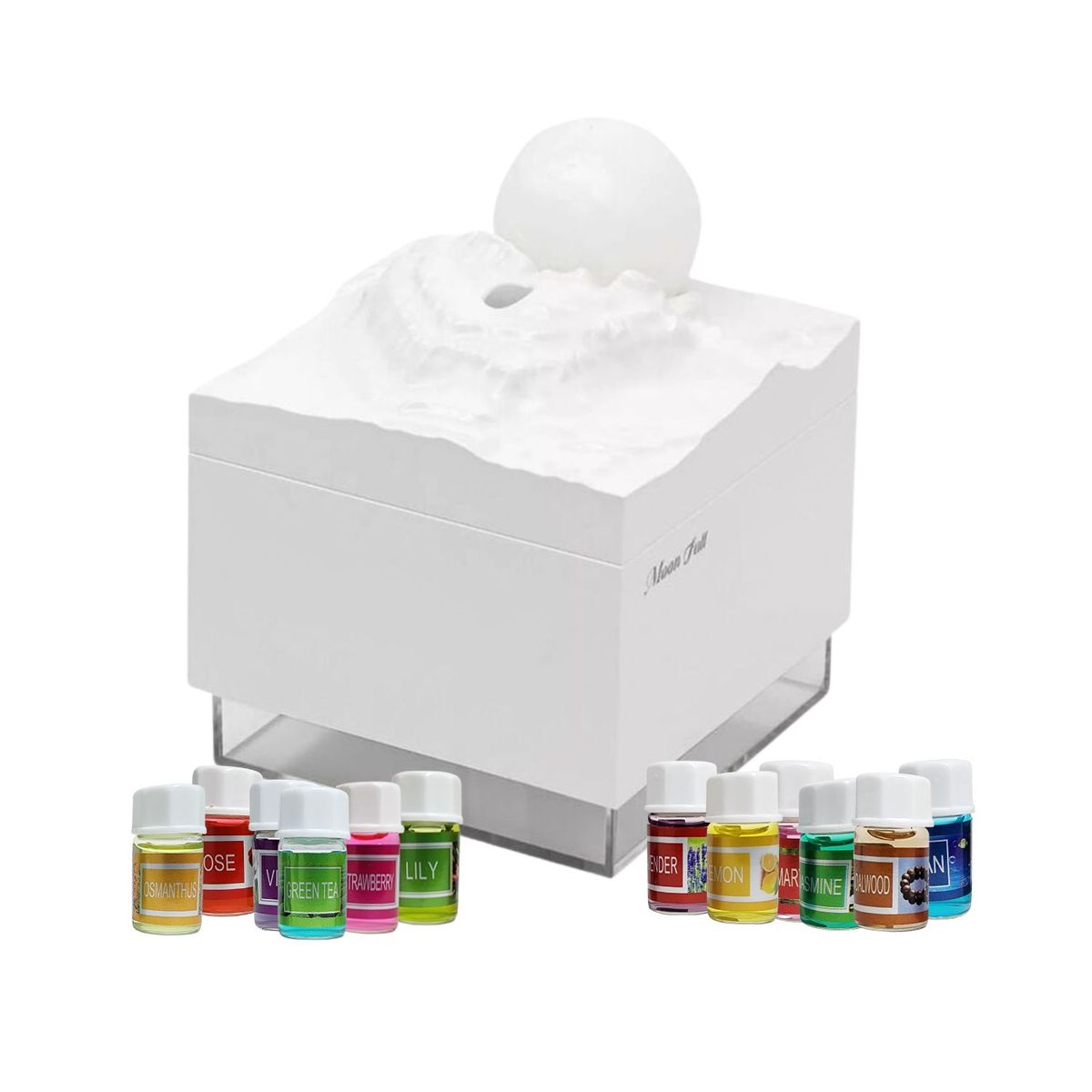 GENERICO - Pack Humidificador Diseño Luna Blanca Más 12 Esencias